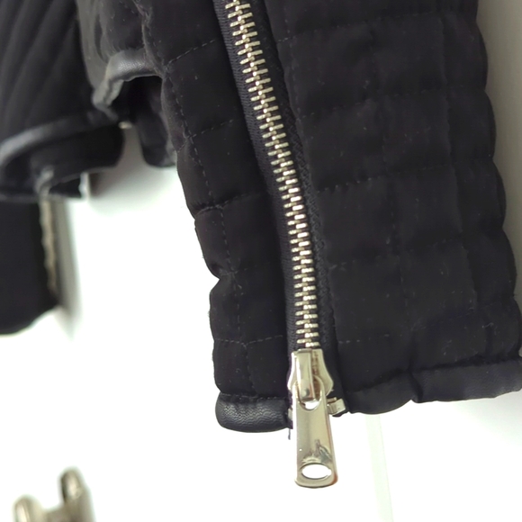 ZARA Black Silver Zipper Jacket US Size S - Picture 4 of 8
